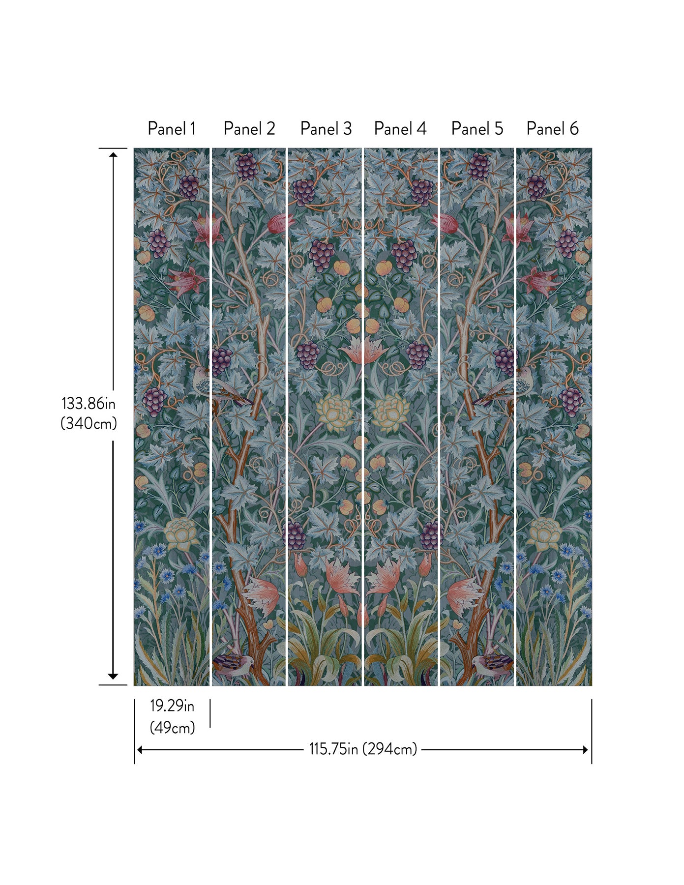Vine Embroidery Mural Wallpaper A-Street Prints