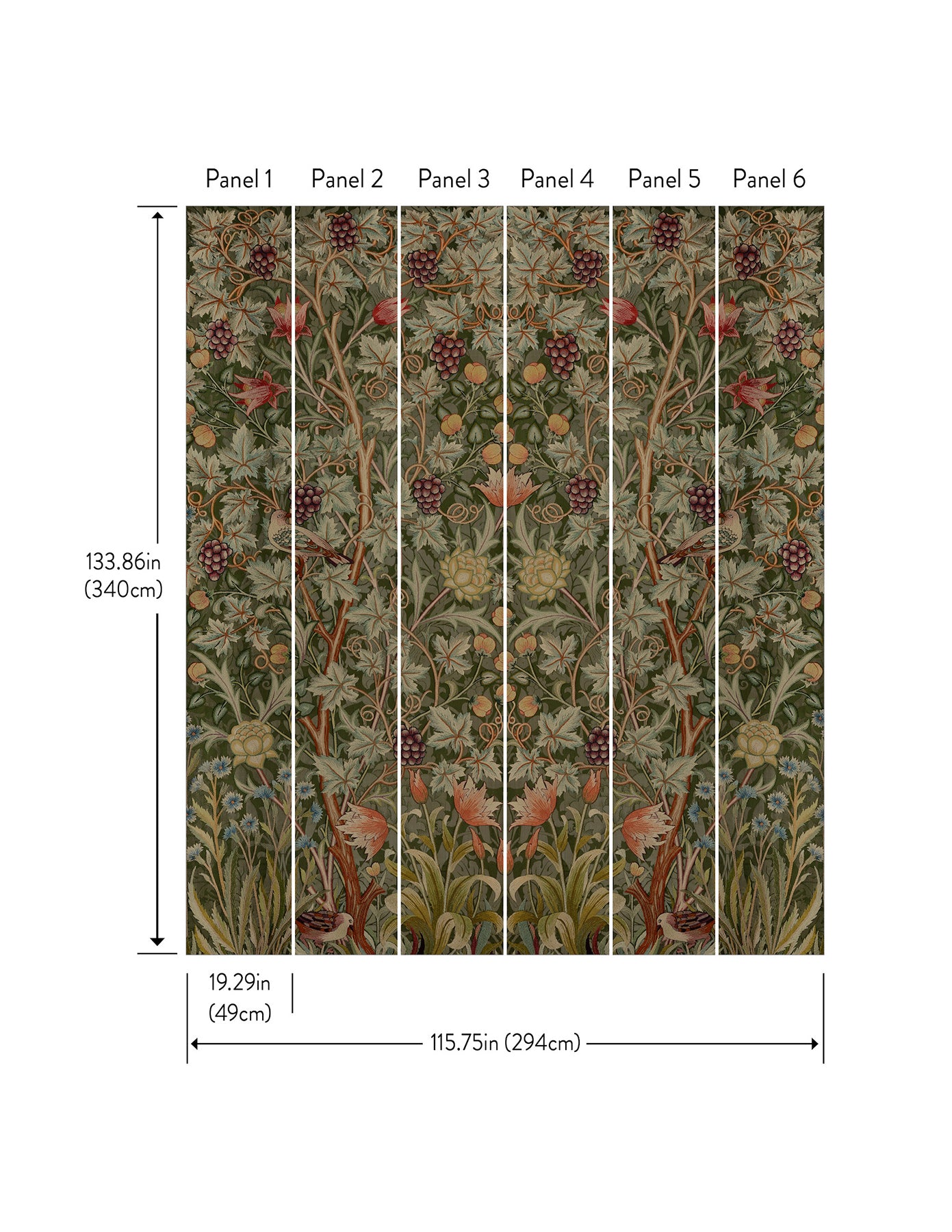 Vine Embroidery Mural Wallpaper A-Street Prints