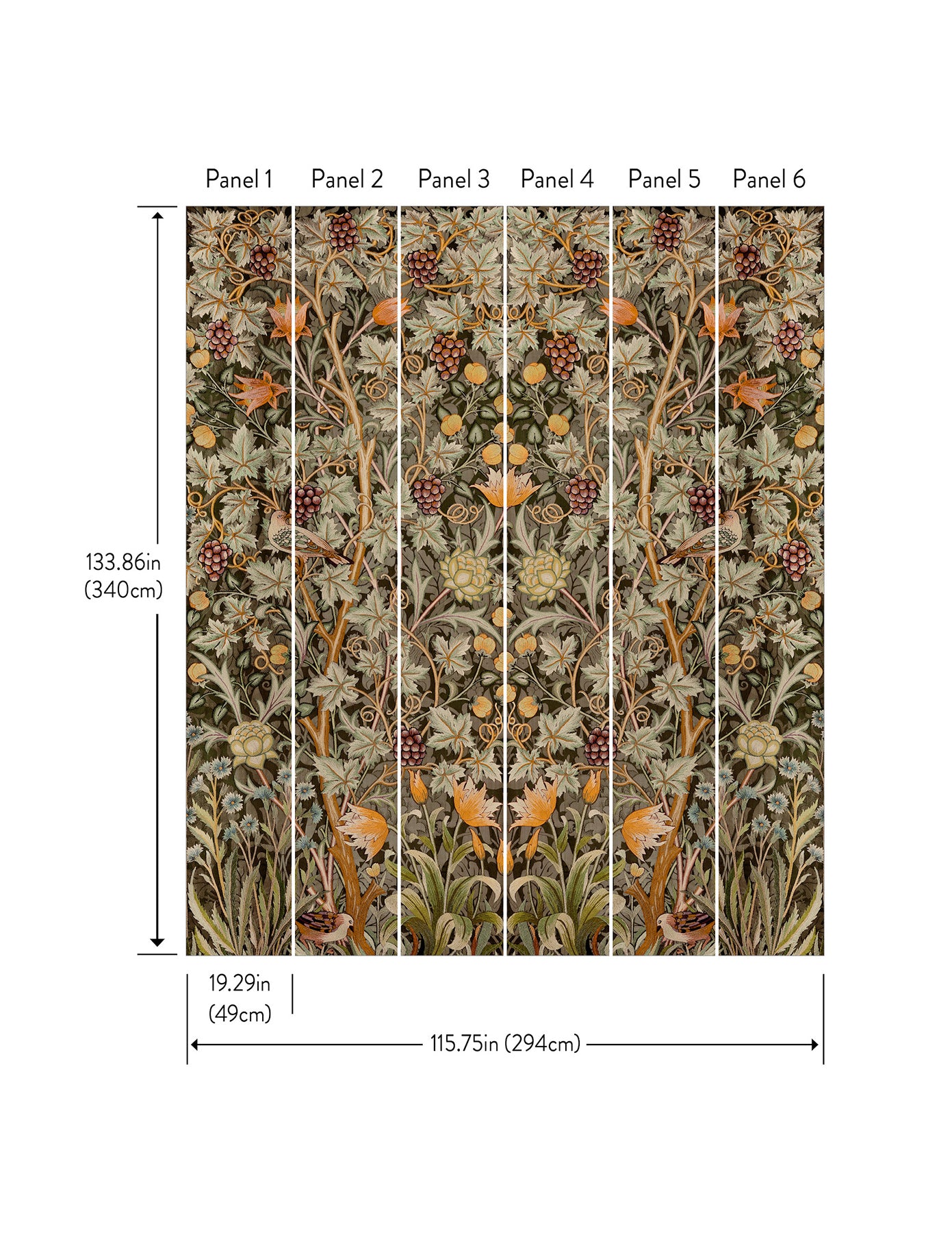 Vine Embroidery Mural Wallpaper A-Street Prints