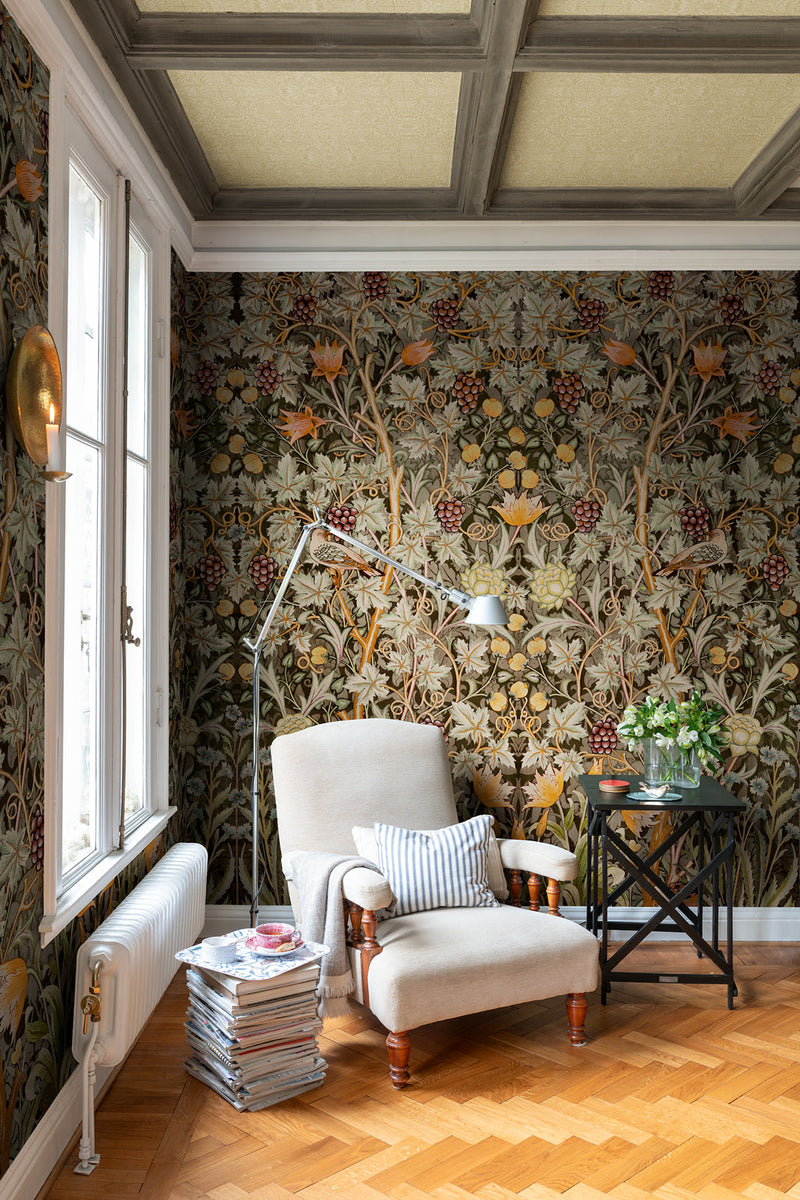Vine Embroidery Mural Wallpaper A-Street Prints