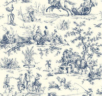 Seasons Toile Wallpaper Wallpaper York Wallcoverings Double Roll Navy 