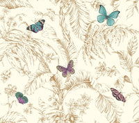 Papillon Wallpaper Wallpaper York Wallcoverings Double Roll Gold 