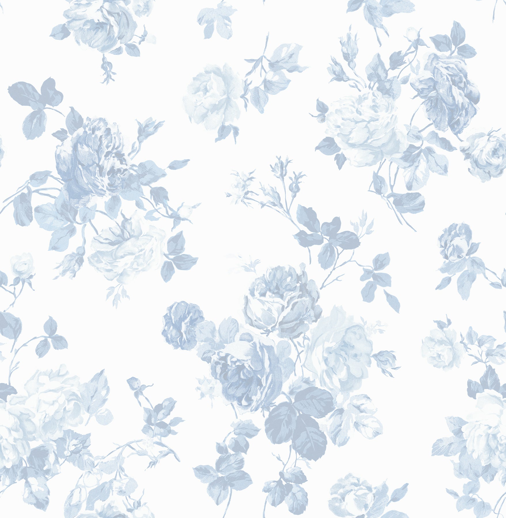 Everblooming Rosettes Jam Cabbage Rose Bouquets Wallpaper Wallpaper A-Street Prints Double Roll Dreamy Sky 