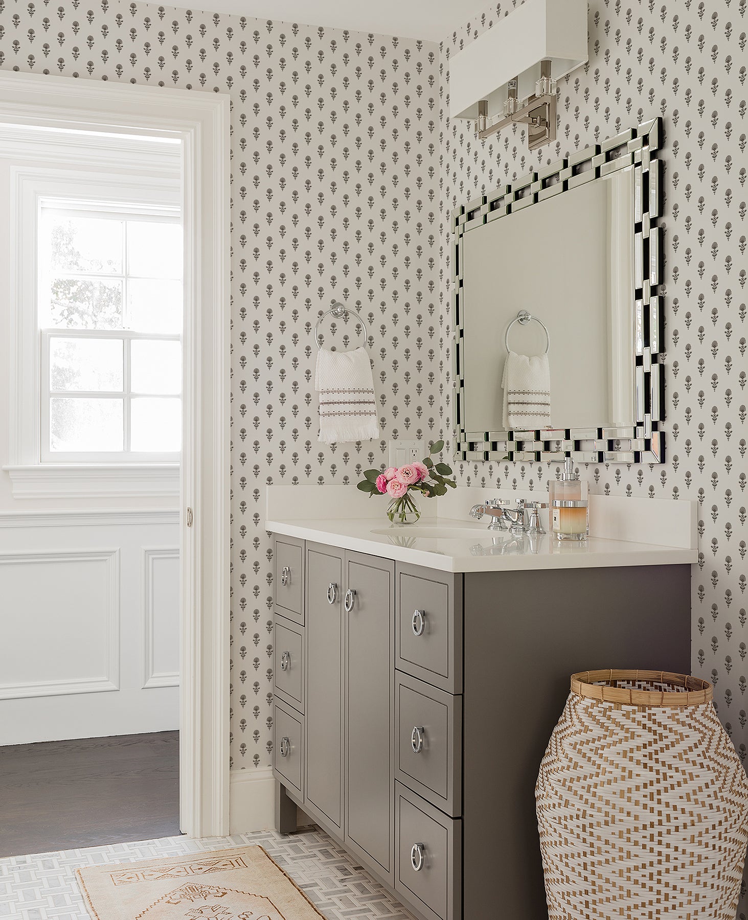 Libby Stone Mini Floral Wallpaper Wallpaper A-Street Prints   
