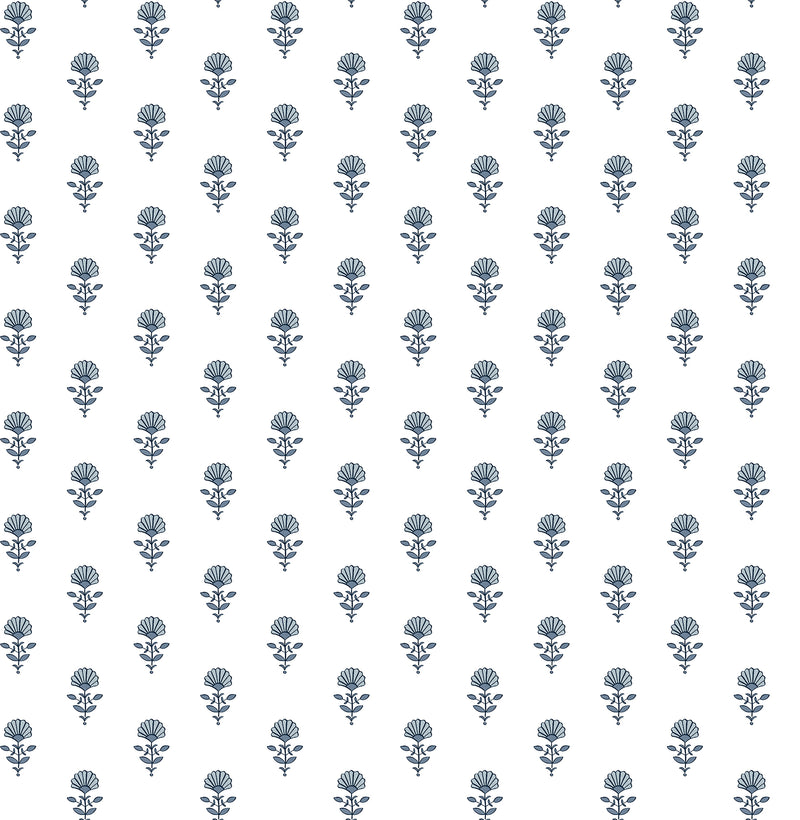 Libby Stone Mini Floral Wallpaper Wallpaper A-Street Prints Double Roll Blue Heather 