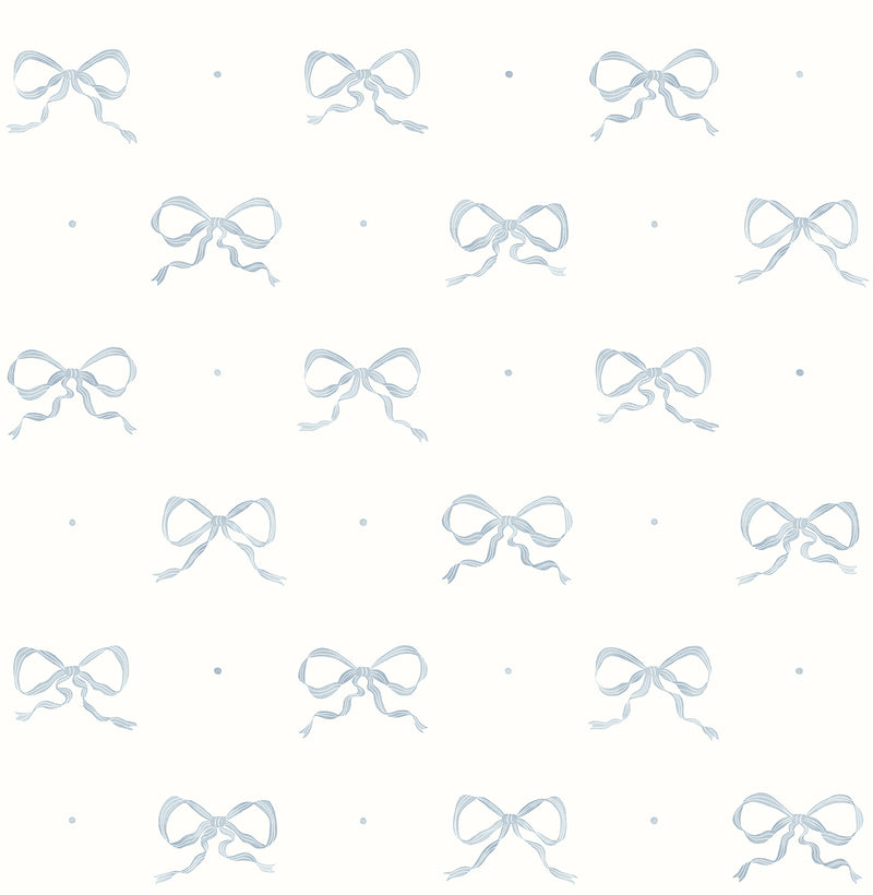 Emma Petal Large Bow Wallpaper Wallpaper A-Street Prints Double Roll Blue Heather 