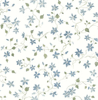 Betsy Heather Floral Trail Wallpaper Wallpaper A-Street Prints Double Roll Blue Heather 