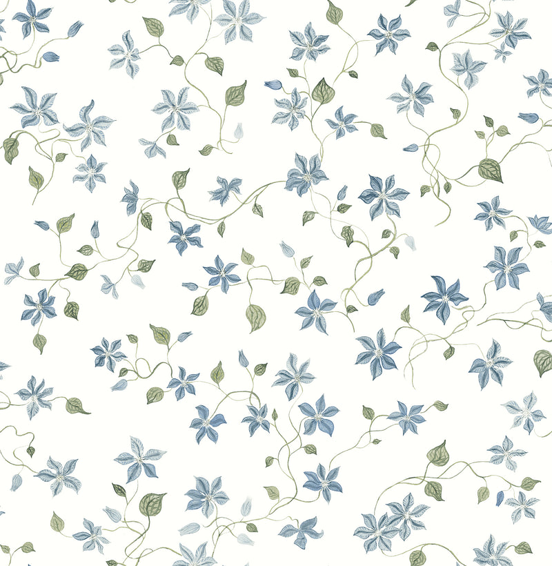 Betsy Heather Floral Trail Wallpaper Wallpaper A-Street Prints Double Roll Blue Heather 
