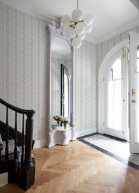 MariWreath Pastel Peach Floral Stripe Wallpaper Wallpaper A-Street Prints   