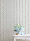 MariWreath Pastel Peach Floral Stripe Wallpaper Wallpaper A-Street Prints   