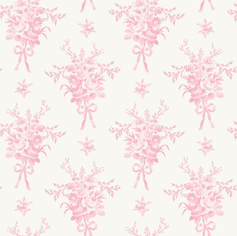 Rosie Arrangements Icey Winters Bouquet Toss Wallpaper Wallpaper A-Street Prints Double Roll Kiss Pink 