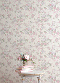 Cabbage Rose Bow Pretty in Ribbons and Roses Wallpaper Wallpaper A-Street Prints   