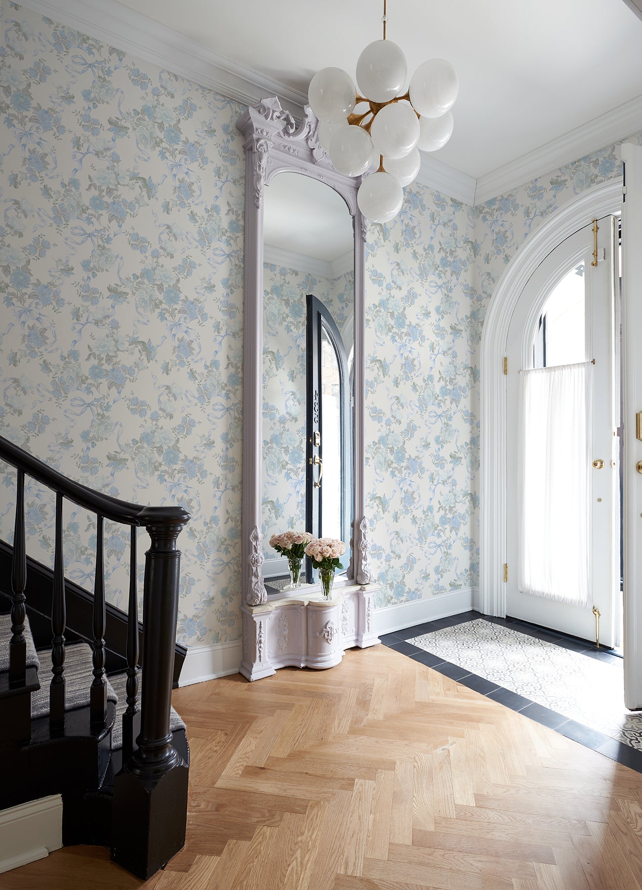 Cabbage Rose Bow Pretty in Ribbons and Roses Wallpaper Wallpaper A-Street Prints   