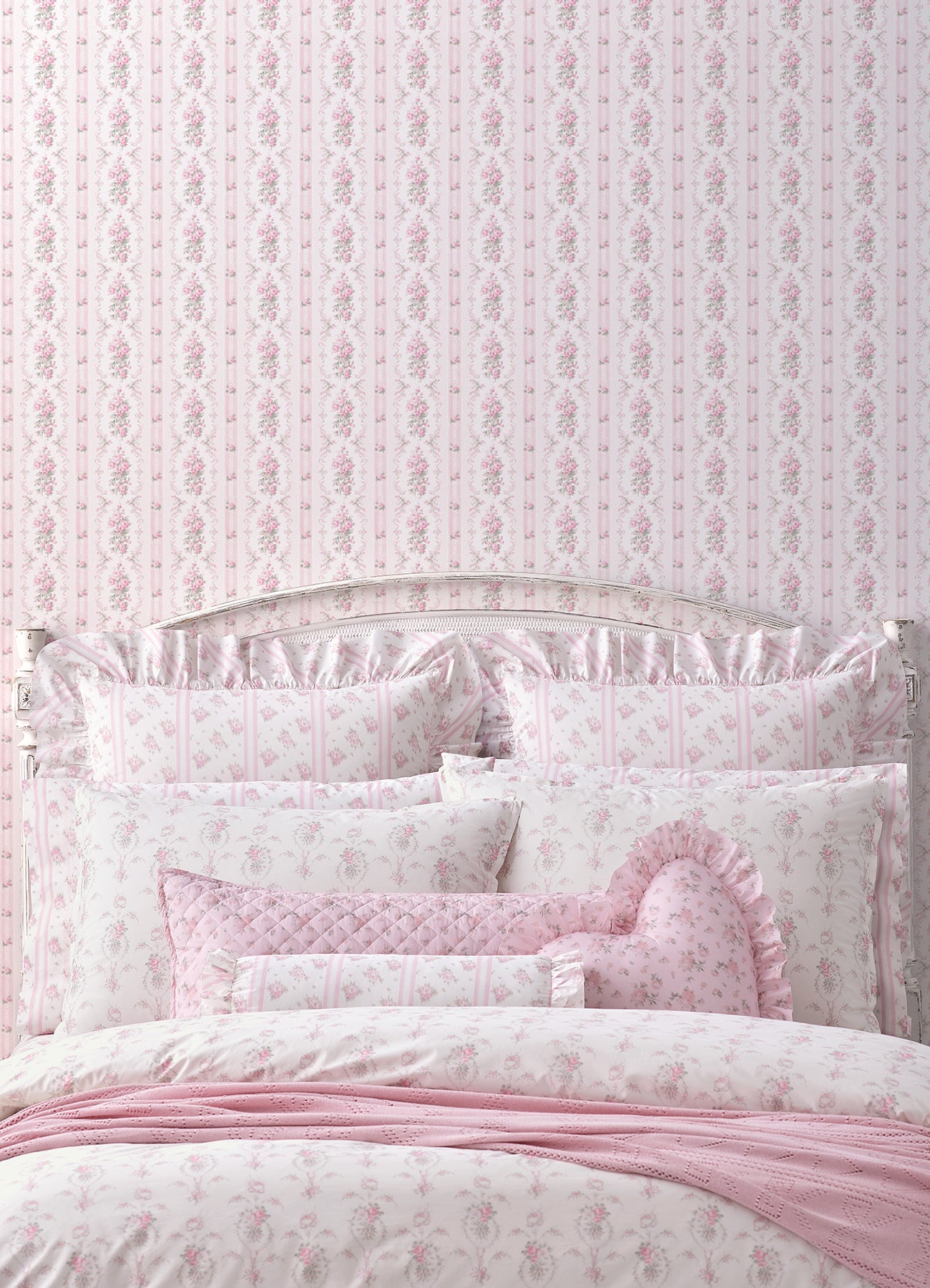 Dreamy Days Parfait Stripe and Floral Wallpaper Wallpaper A-Street Prints   