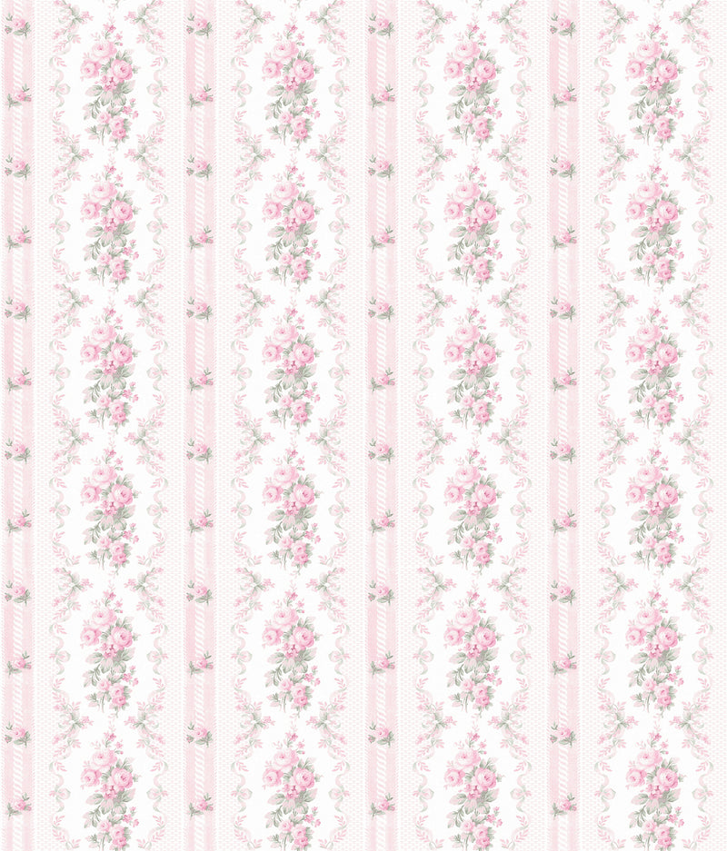 Dreamy Days Parfait Stripe and Floral Wallpaper Wallpaper A-Street Prints Double Roll Pink Parfait 