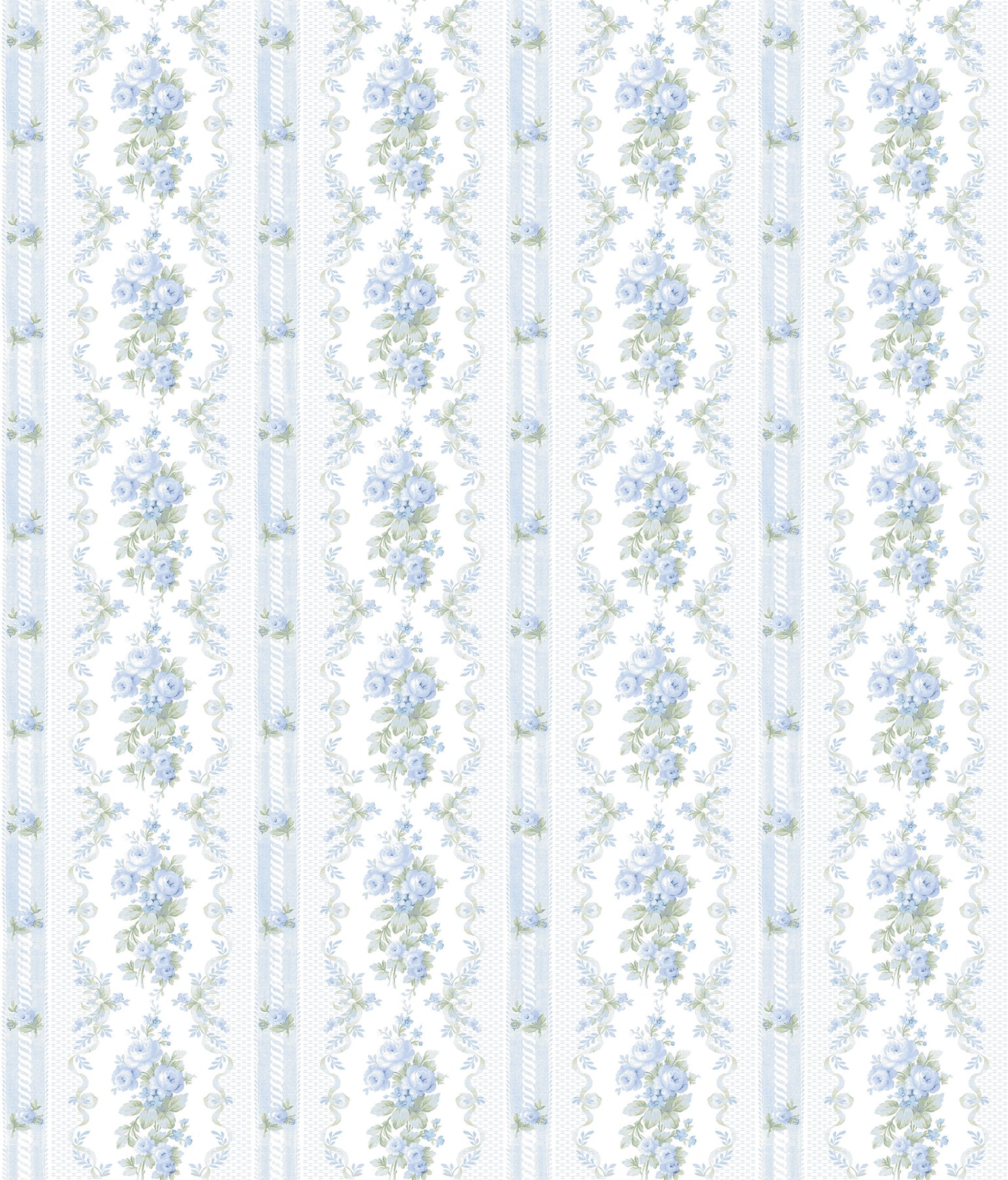 Dreamy Days Parfait Stripe and Floral Wallpaper Wallpaper A-Street Prints Double Roll Sweet Blue 