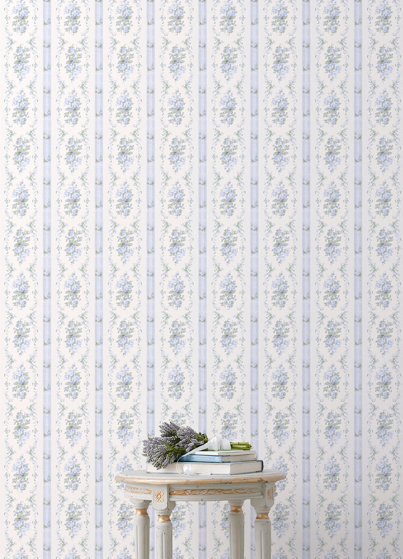 Dreamy Days Parfait Stripe and Floral Wallpaper Wallpaper A-Street Prints   
