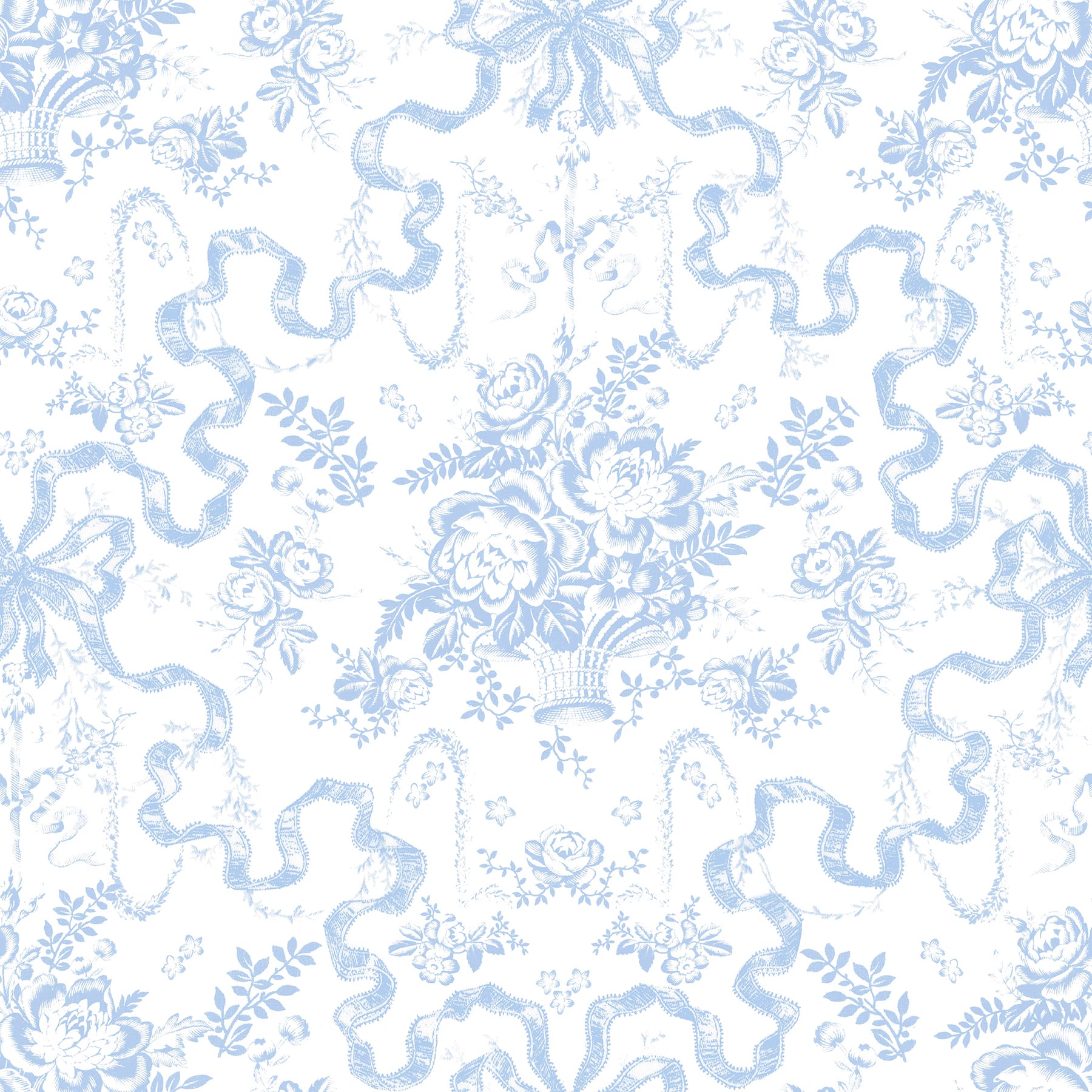 Fairytale Peony Toile Wallpaper Wallpaper A-Street Prints Double Roll Blissful Blue 