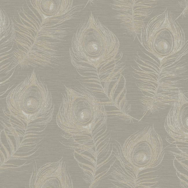 Regal Peacock Wallpaper Wallpaper York Designer Series Double Roll Mink 