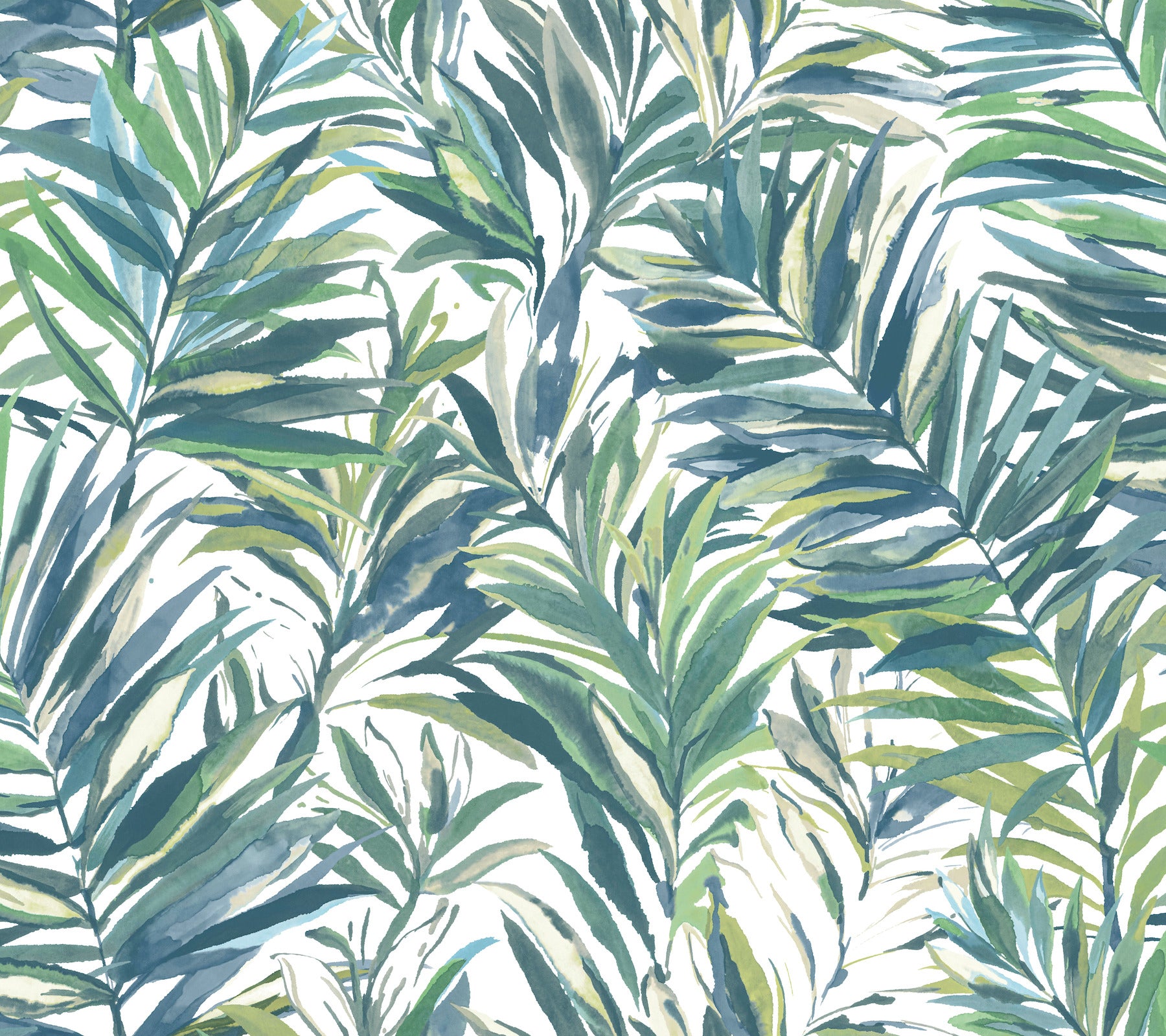 Swaying Palms Wallpaper Wallpaper York Wallcoverings Roll Green & Blue