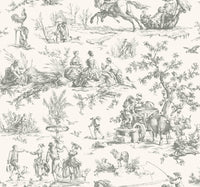Seasons Toile Wallpaper Wallpaper York Wallcoverings Double Roll Grey 