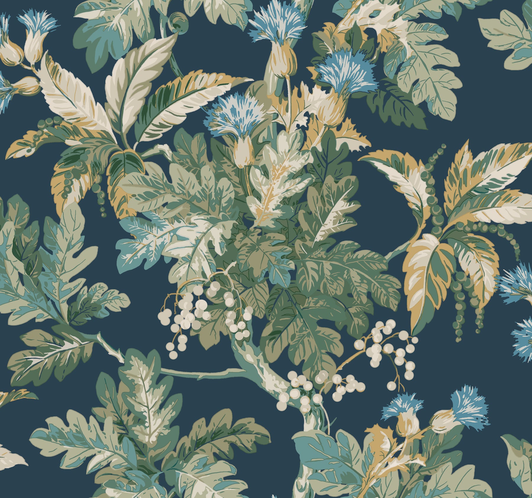 Briarwood Wallpaper Wallpaper Ronald Redding Roll Navy 