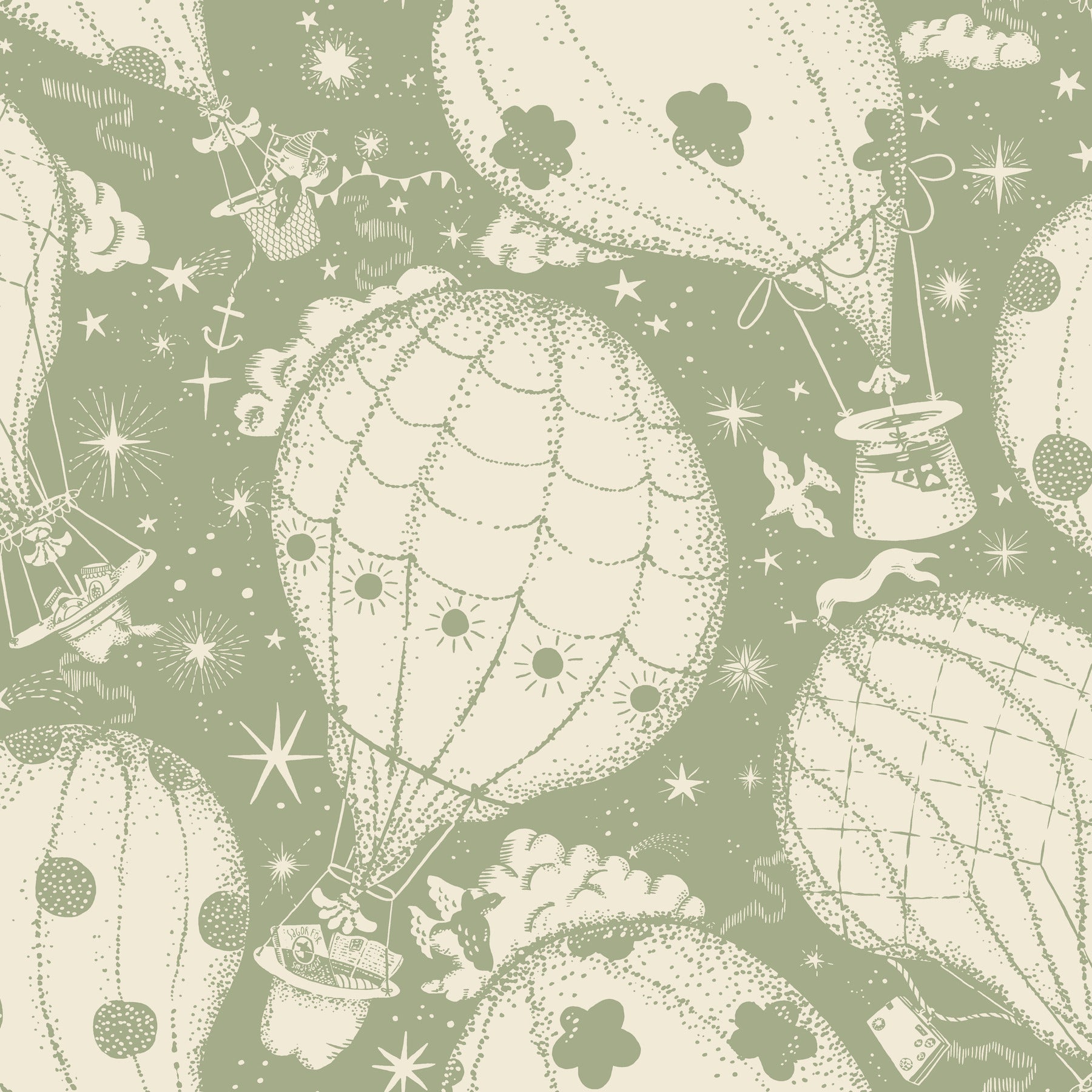 Ballongerna Wallpaper Wallpaper York Wallcoverings Roll Green