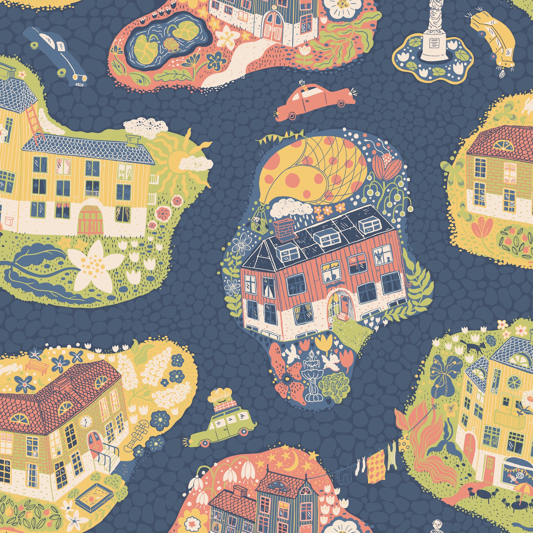 Staden Wallpaper Wallpaper York Wallcoverings Roll Dark Blue