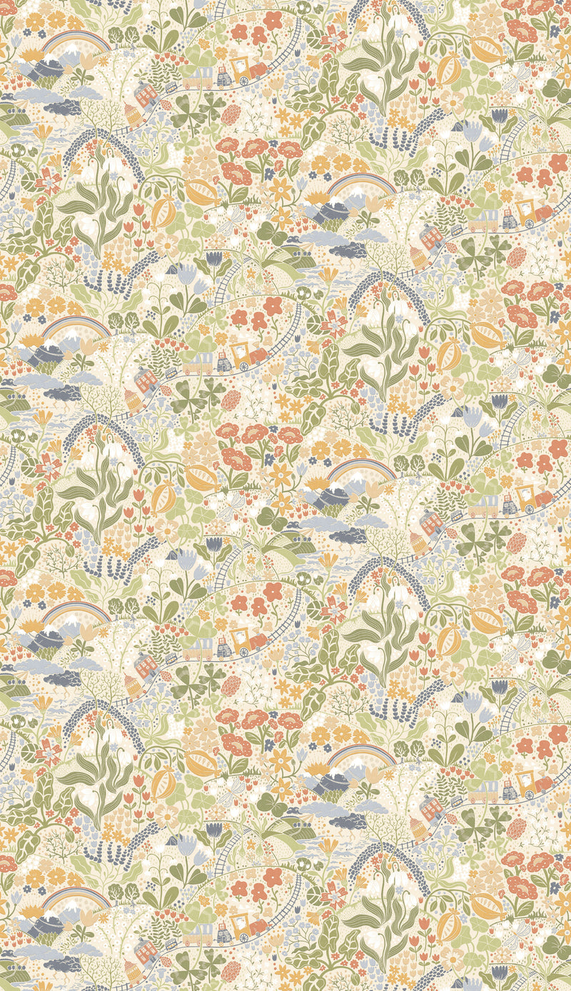 Tåget Mural Wallpaper York Wallcoverings Each Light Green