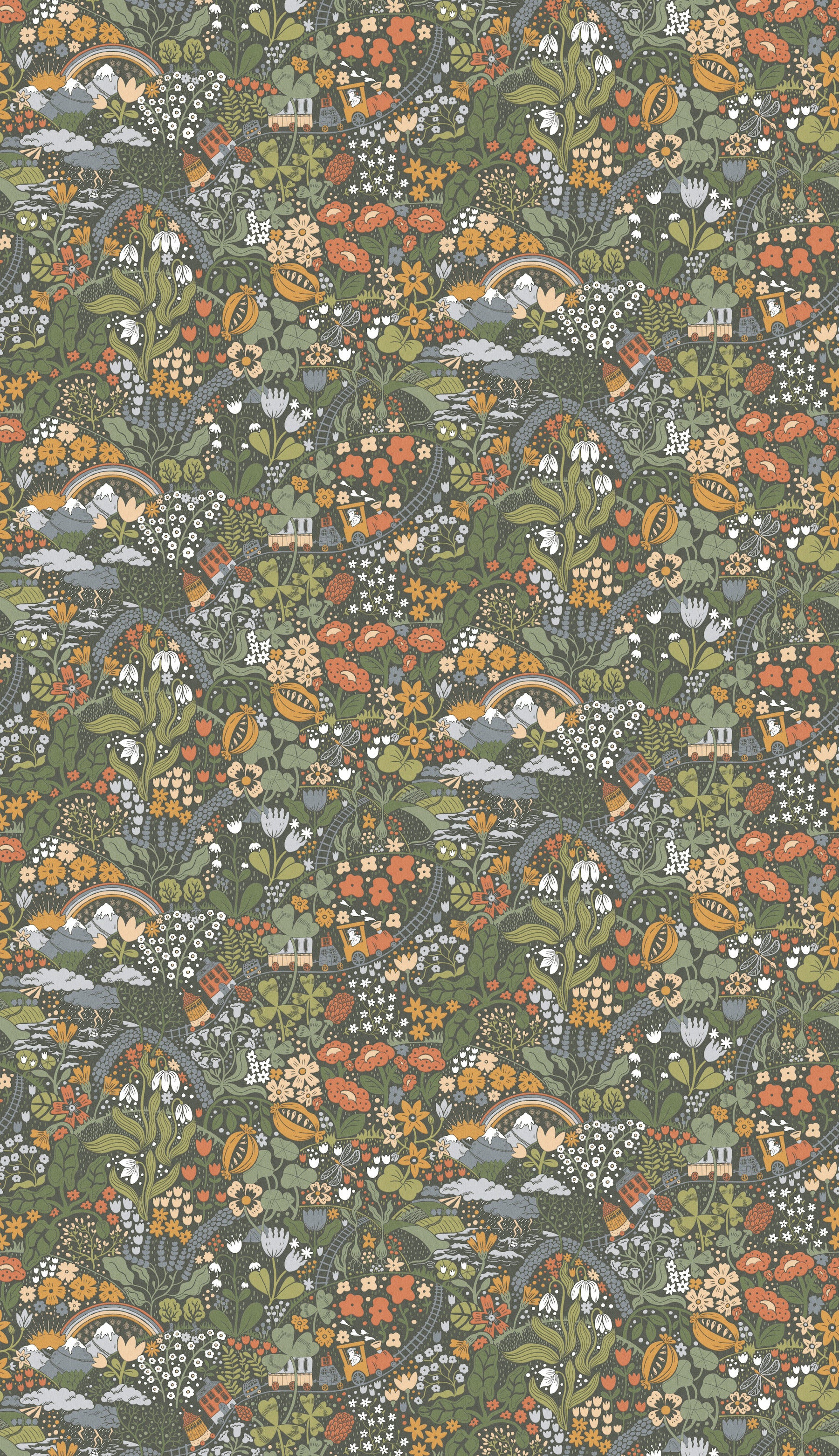 Tåget Mural Wallpaper York Wallcoverings Each Dark Green