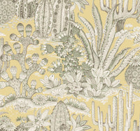 Lotus Land Cacti Wallpaper York Wallcoverings Double Roll Sunshine 