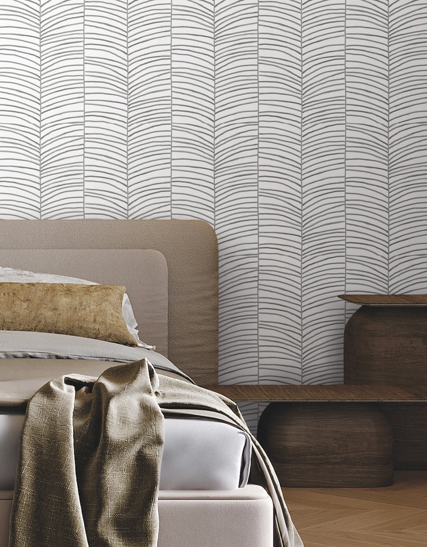 Cascade Palm Chevron Wallpaper York Wallcoverings   