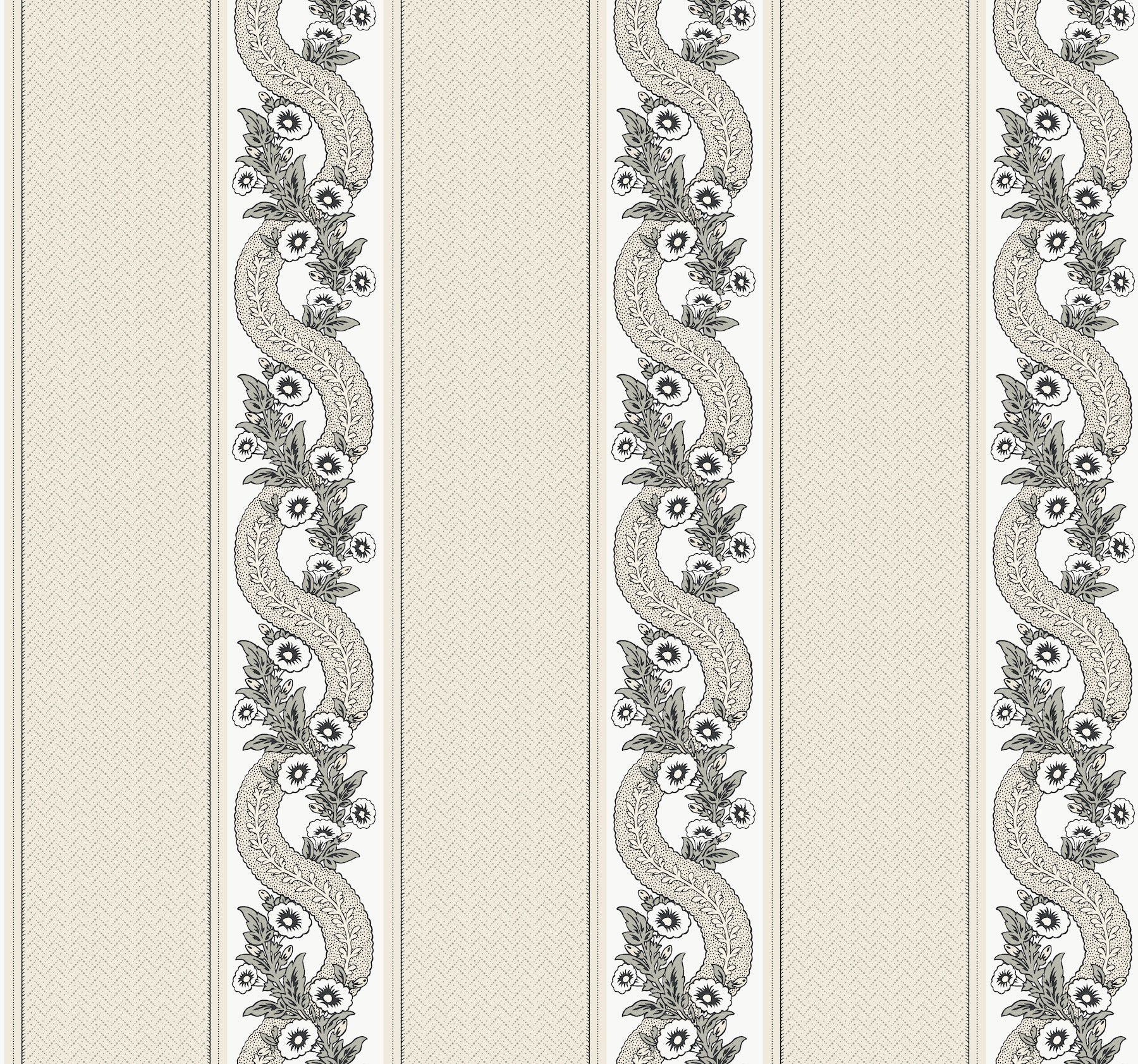 Abbey's Garland Wallpaper Wallpaper Ronald Redding Double Roll Black & White 