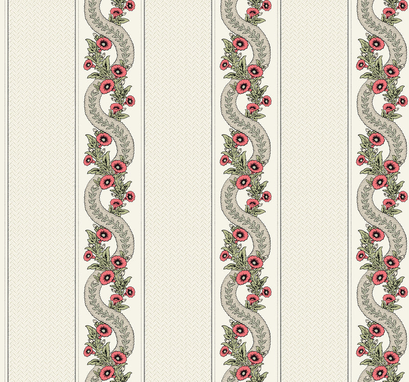 Abbey's Garland Wallpaper Wallpaper Ronald Redding Double Roll Red & Green 