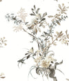 Wild Flowers Premium Peel + Stick Wallpaper Peel and Stick Wallpaper York Roll Neutral & Jade 