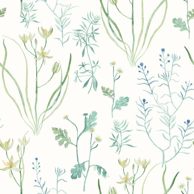 Alpine Botanical Premium Peel + Stick Wallpaper Peel and Stick Wallpaper York Wallcoverings Roll Blue 