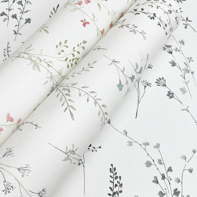 Wildflower Sprigs Premium Peel + Stick Wallpaper Peel and Stick Wallpaper York Wallcoverings   