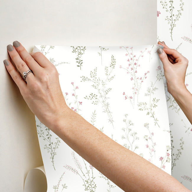 Wildflower Sprigs Premium Peel + Stick Wallpaper Peel and Stick Wallpaper York Wallcoverings   
