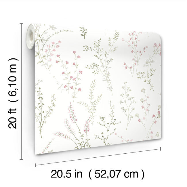 Wildflower Sprigs Premium Peel + Stick Wallpaper Peel and Stick Wallpaper York Wallcoverings   
