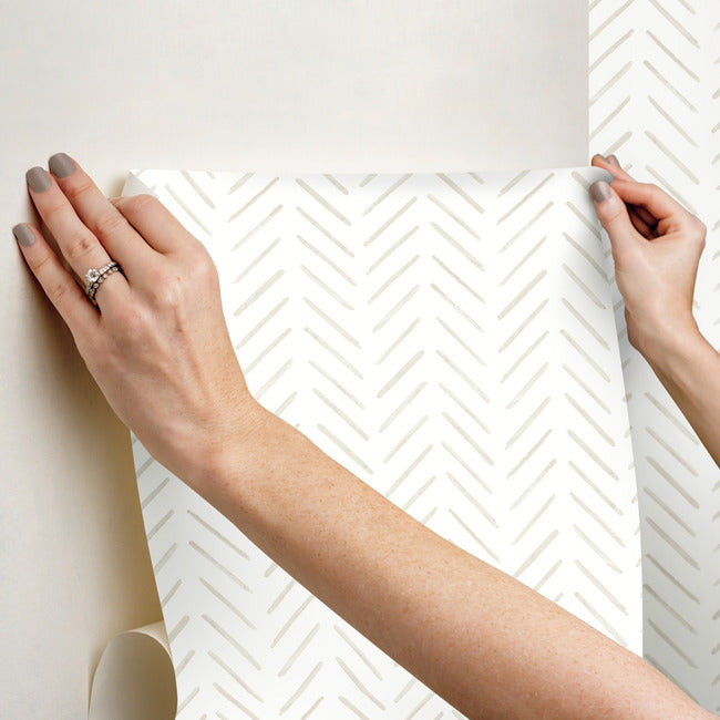 Painted Herringbone Premium Peel + Stick Wallpaper Peel and Stick Wallpaper York Wallcoverings   