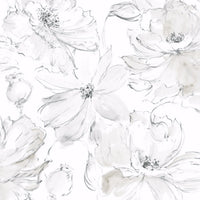 Floral Dreams Premium Peel + Stick Wallpaper Peel and Stick Wallpaper York Wallcoverings Roll Grey Mix 