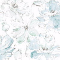 Floral Dreams Premium Peel + Stick Wallpaper Peel and Stick Wallpaper York Wallcoverings Roll Teal/Mineral Gree 