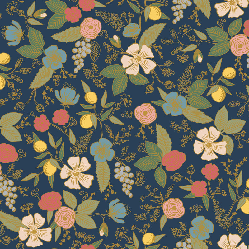 Colette Peel + Stick Wallpaper Peel and Stick Wallpaper Rifle Paper Co. Roll Navy 