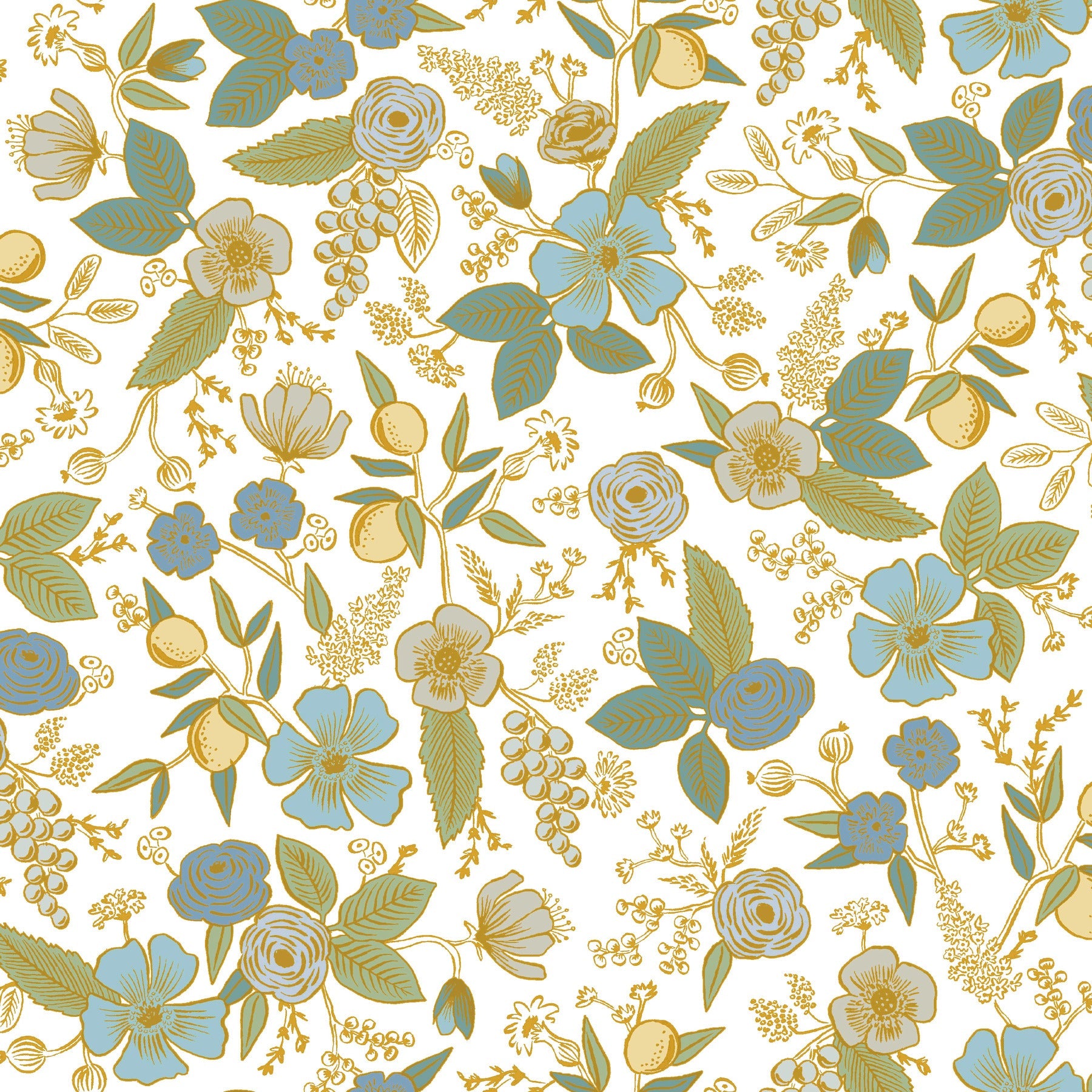 Colette Peel + Stick Wallpaper Peel and Stick Wallpaper Rifle Paper Co. Roll Blue Multi 