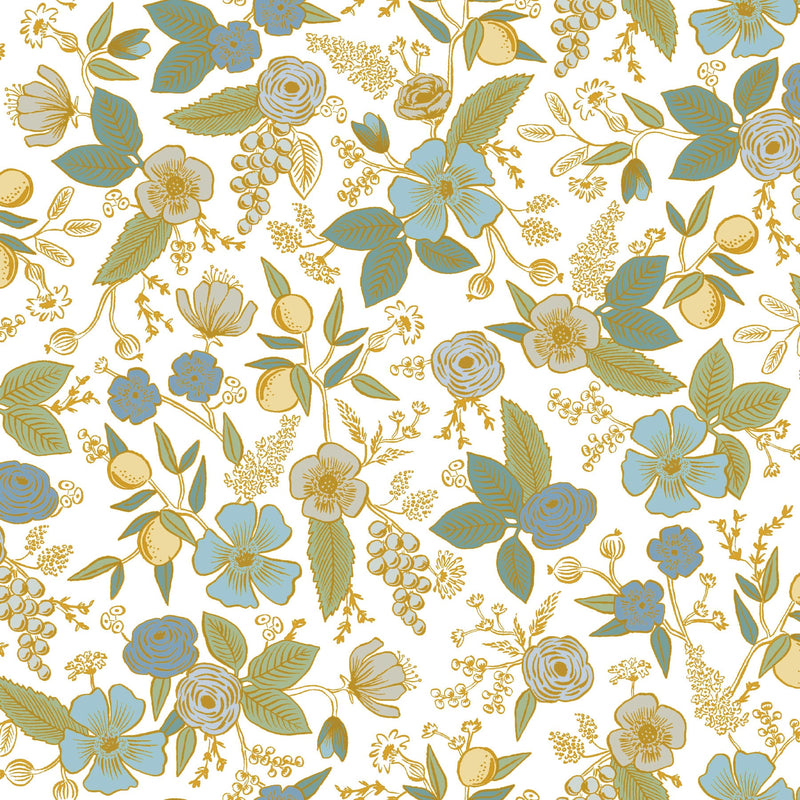 Colette Peel + Stick Wallpaper Peel and Stick Wallpaper Rifle Paper Co. Roll Blue Multi 