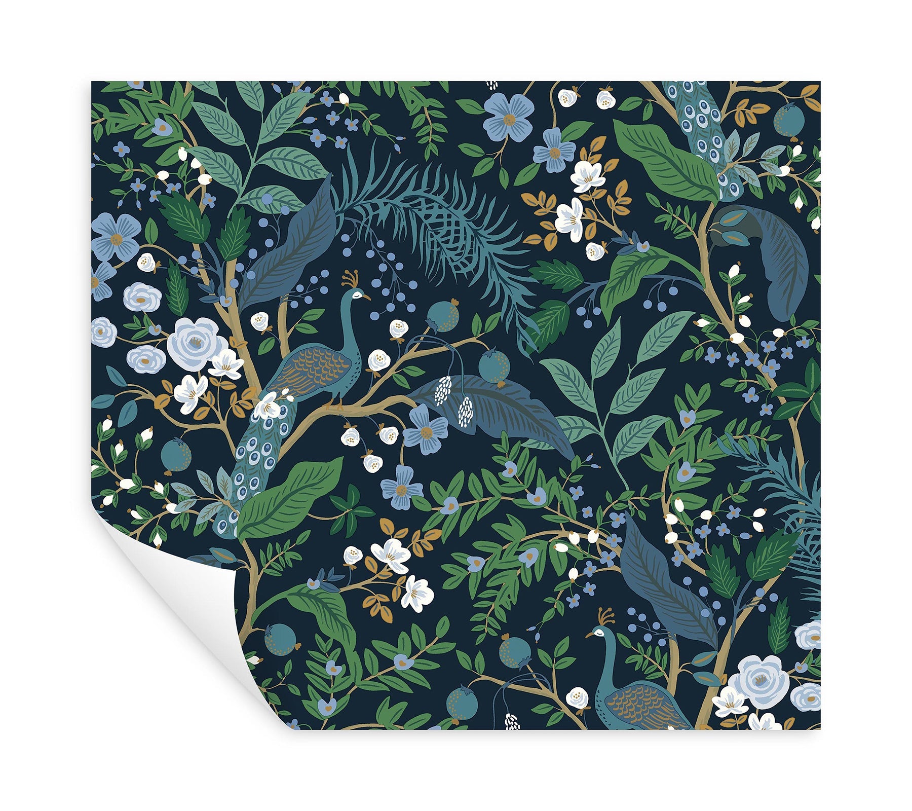 Peacock Garden Peel + Stick Wallpaper Peel and Stick Wallpaper Rifle Paper Co.   