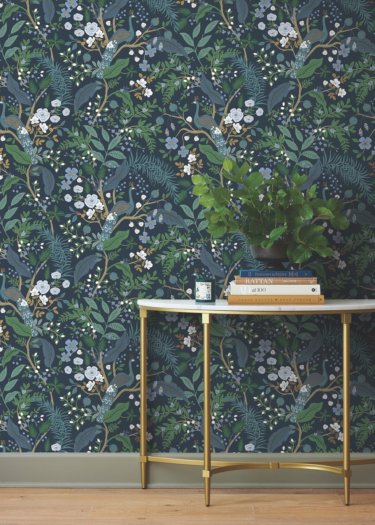 Peacock Garden Peel + Stick Wallpaper Peel and Stick Wallpaper Rifle Paper Co.   