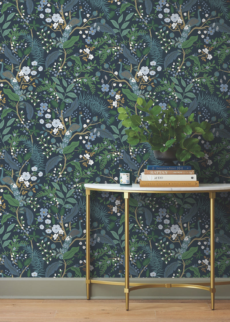 Peacock Garden Peel + Stick Wallpaper Peel and Stick Wallpaper Rifle Paper Co.   