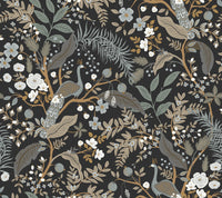 Peacock Garden Peel + Stick Wallpaper Peel and Stick Wallpaper Rifle Paper Co. Roll Black 