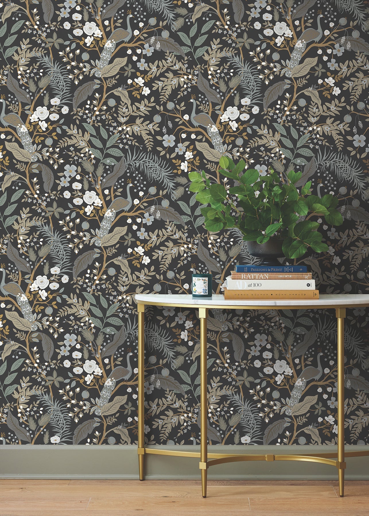 Peacock Garden Peel + Stick Wallpaper Peel and Stick Wallpaper Rifle Paper Co.   